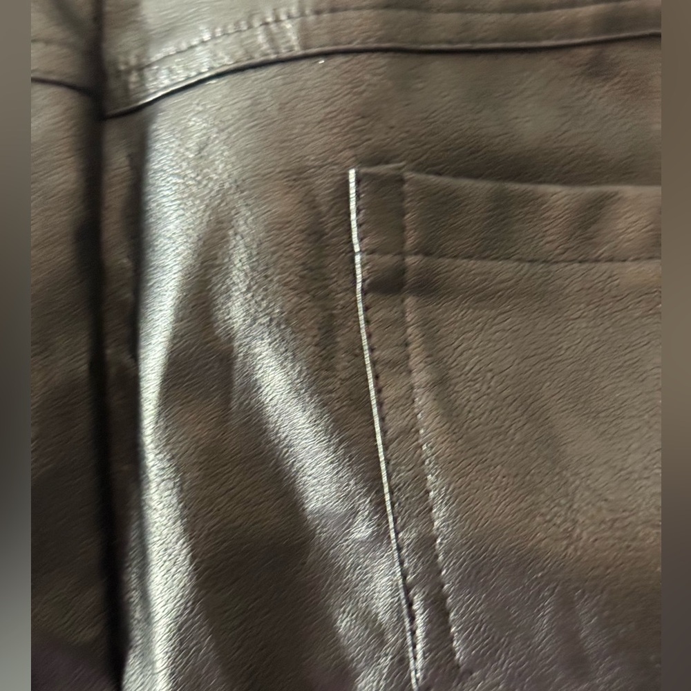 GLAM FAUX LEATHER WIDE LEG TROUSER PANTS - Picture 5 of 9